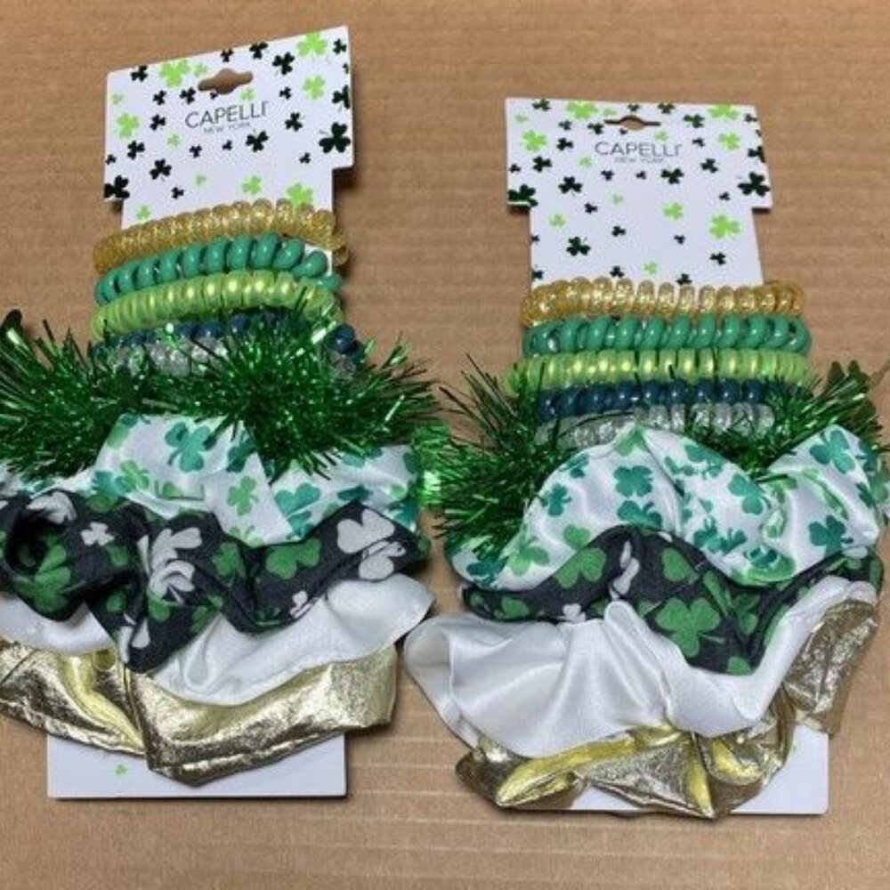 Capelli St. Patrick's Day Hair Scrunchies Coil Ties Set